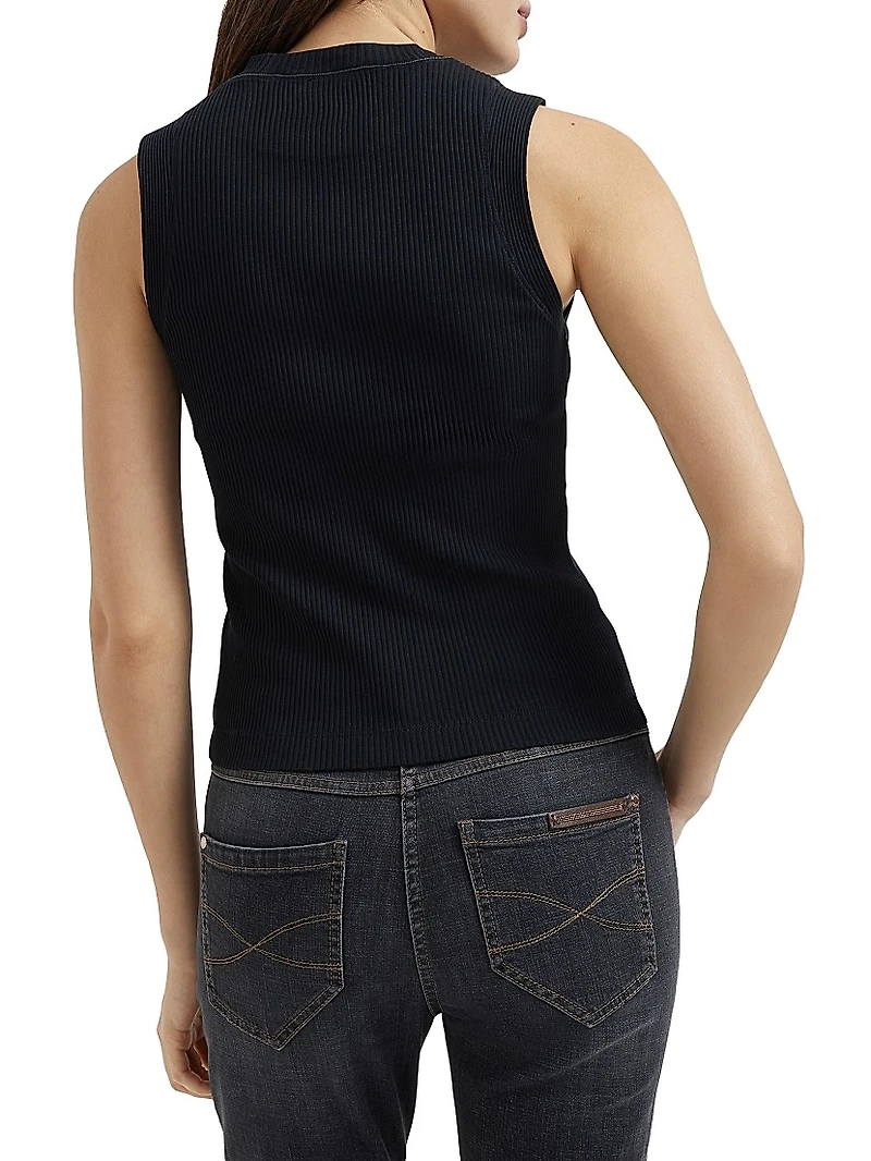 Cotton Ribbed Jersey Top with Monili