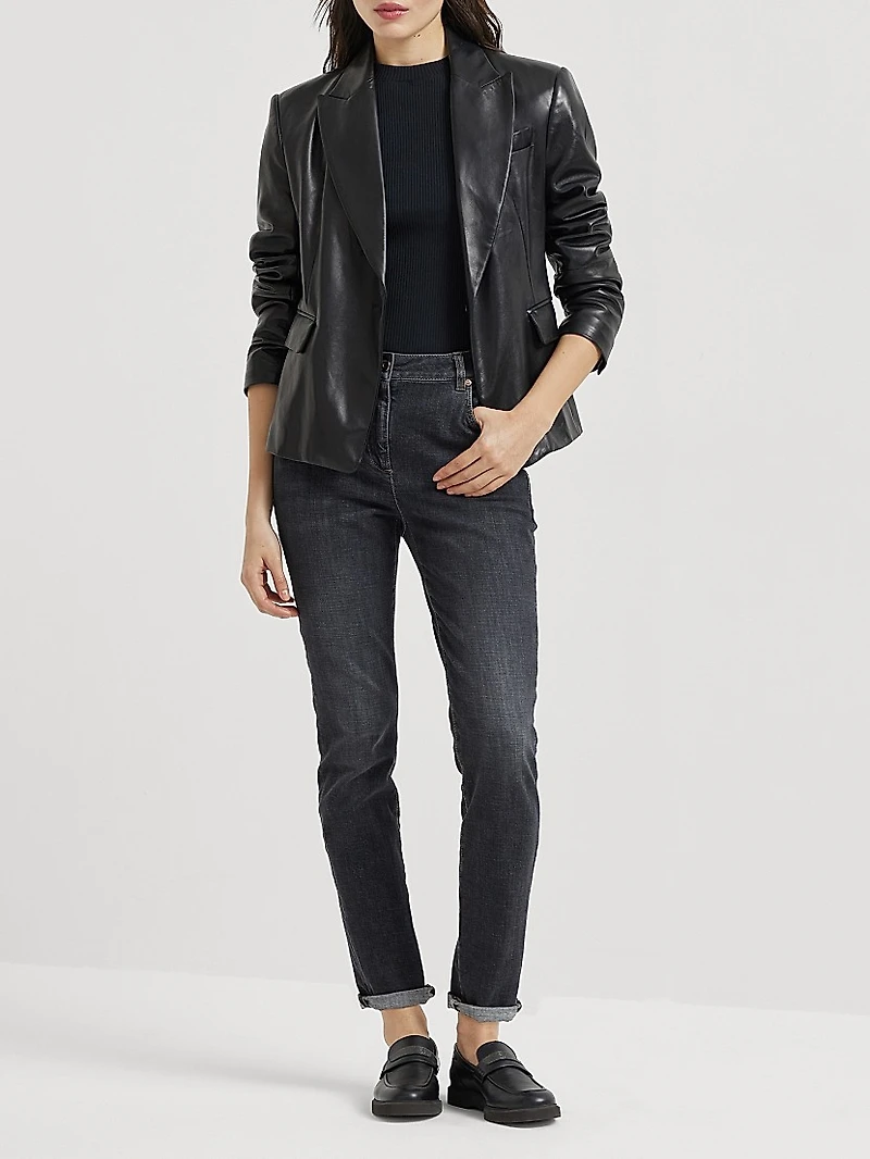 Cotton Ribbed Jersey Top with Monili