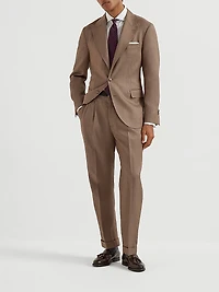 Wool Denim Leisure Fit Trousers with Double Pleats