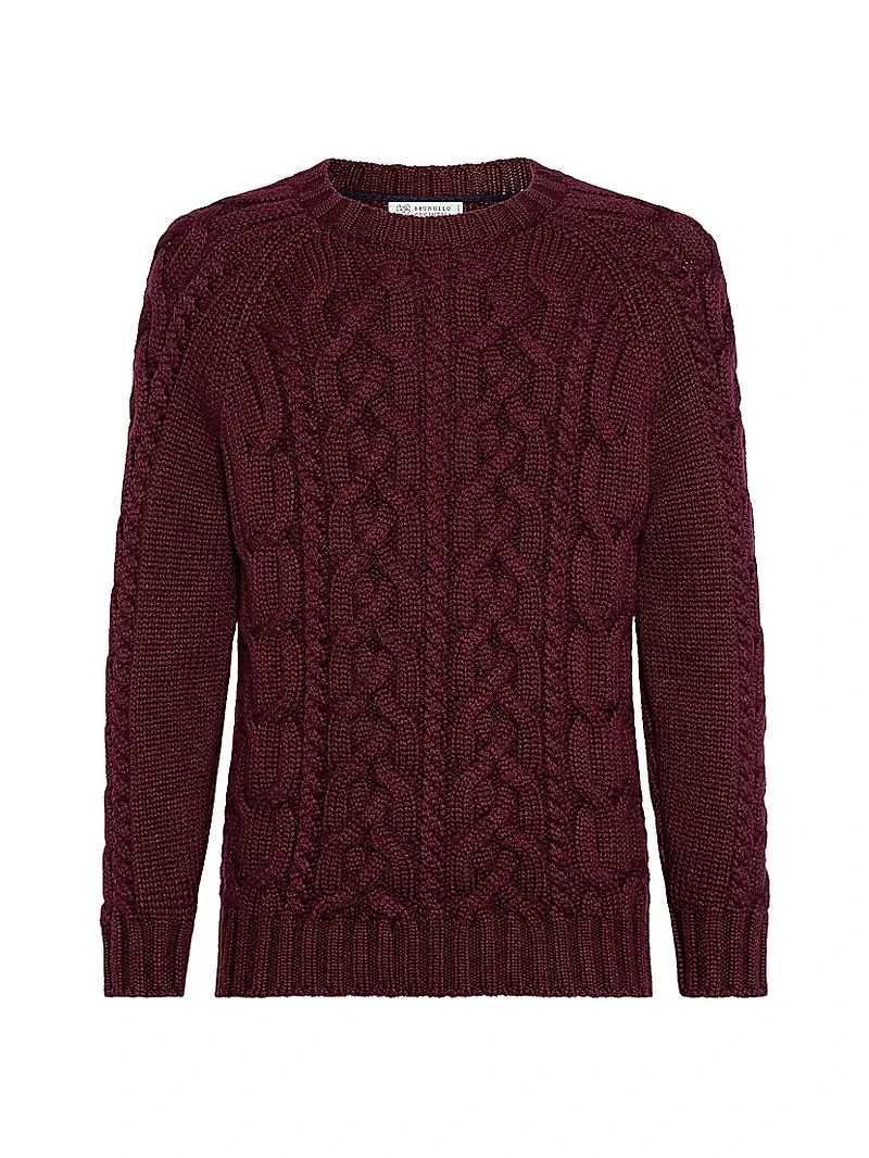 Cashmere Feather Yarn Cable Knit Sweater