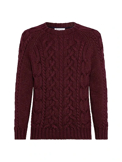 Cashmere Feather Yarn Cable Knit Sweater