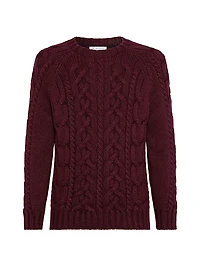 Cashmere Feather Yarn Cable Knit Sweater