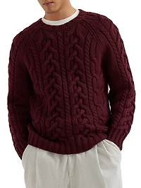 Cashmere Feather Yarn Cable Knit Sweater