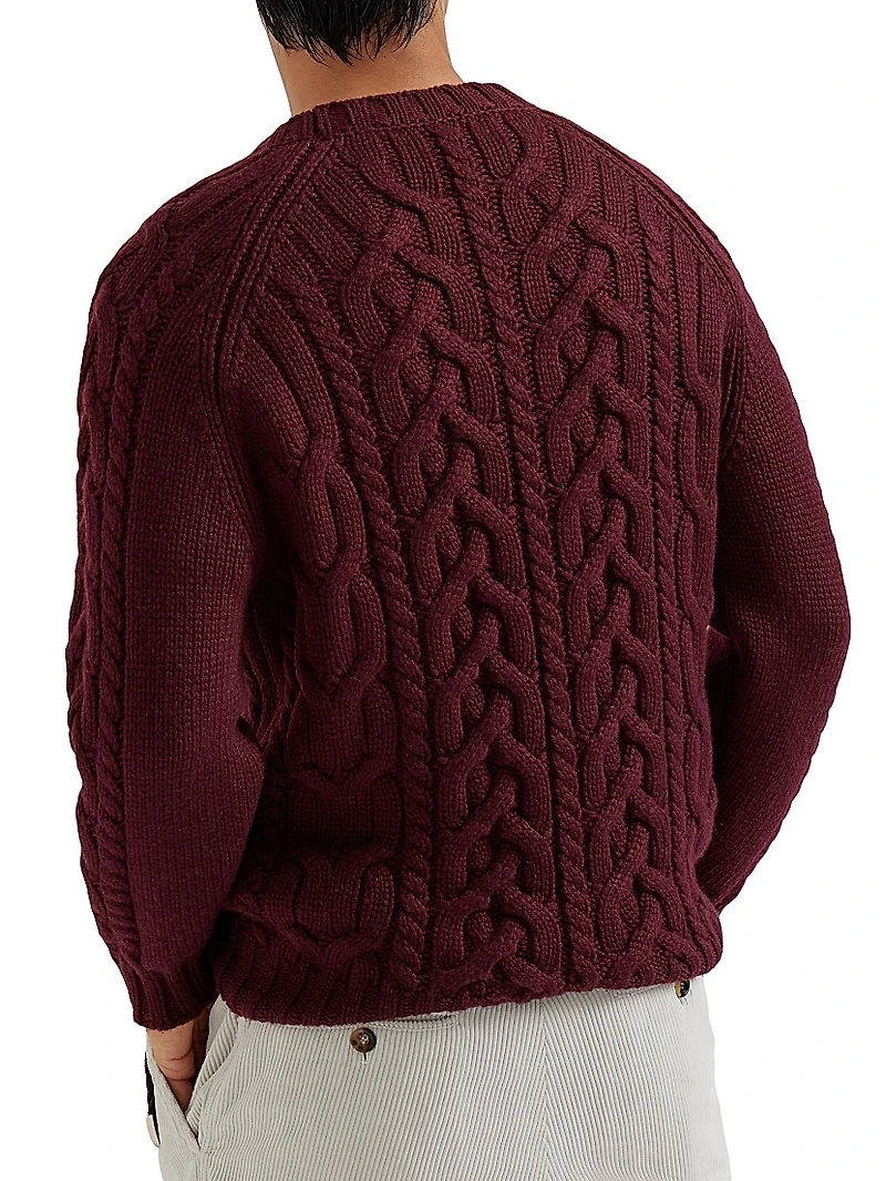 Cashmere Feather Yarn Cable Knit Sweater