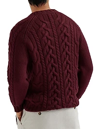 Cashmere Feather Yarn Cable Knit Sweater