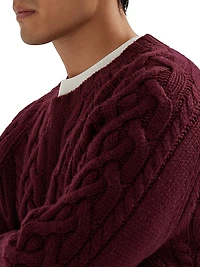 Cashmere Feather Yarn Cable Knit Sweater