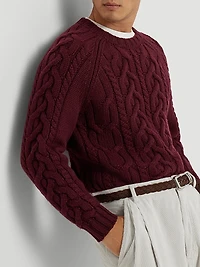 Cashmere Feather Yarn Cable Knit Sweater