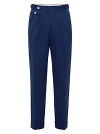 Tailor Fit Trousers with Double Pleats and Waist Tabs