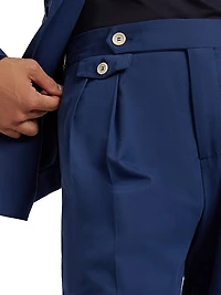 Tailor Fit Trousers with Double Pleats and Waist Tabs