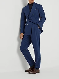 Tailor Fit Trousers with Double Pleats and Waist Tabs