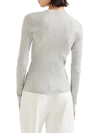 Sparkling Cashmere and Silk Rib Knit Sweater