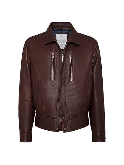 Texture Nappa Leather Biker Jacket with Thermore Padding