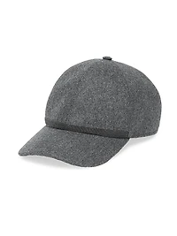 Virgin Wool and Cashmere Flannel Baseball Cap with Shiny Band