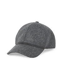 Virgin Wool and Cashmere Flannel Baseball Cap with Shiny Band