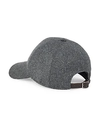 Virgin Wool and Cashmere Flannel Baseball Cap with Shiny Band