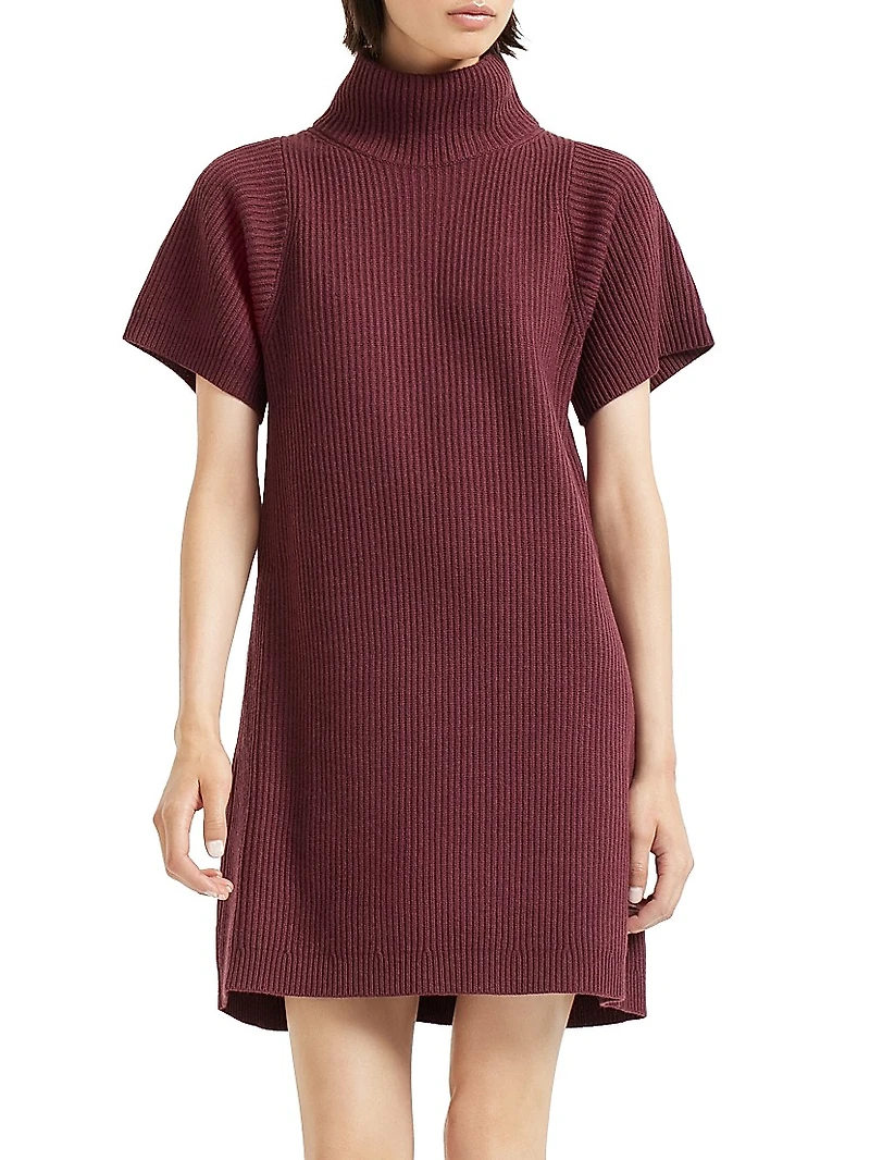 Virgin Wool, Cashmere and Silk English Rib Knit Dress