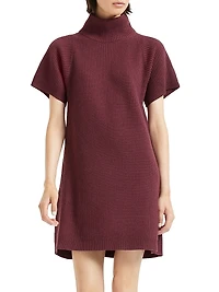 Virgin Wool, Cashmere and Silk English Rib Knit Dress