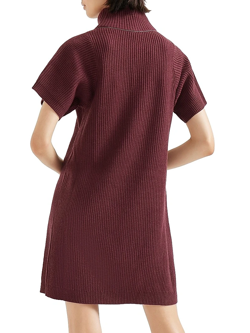 Virgin Wool, Cashmere and Silk English Rib Knit Dress