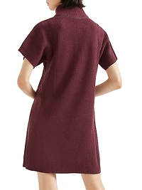 Virgin Wool, Cashmere and Silk English Rib Knit Dress