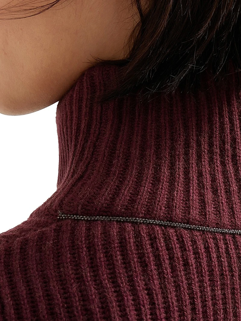 Virgin Wool, Cashmere and Silk English Rib Knit Dress