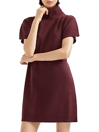 Virgin Wool, Cashmere and Silk English Rib Knit Dress