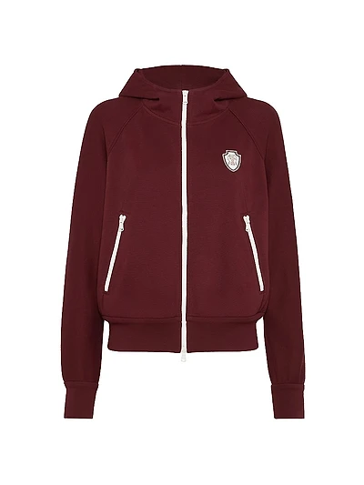 Techno Cotton Piqué Hooded Sweatshirt with Logo