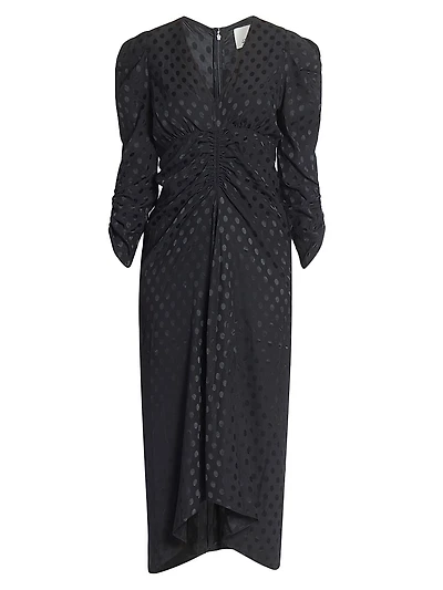 Albini Dot Stretch Silk Midi-Dress