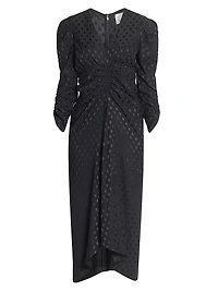 Albini Dot Stretch Silk Midi-Dress