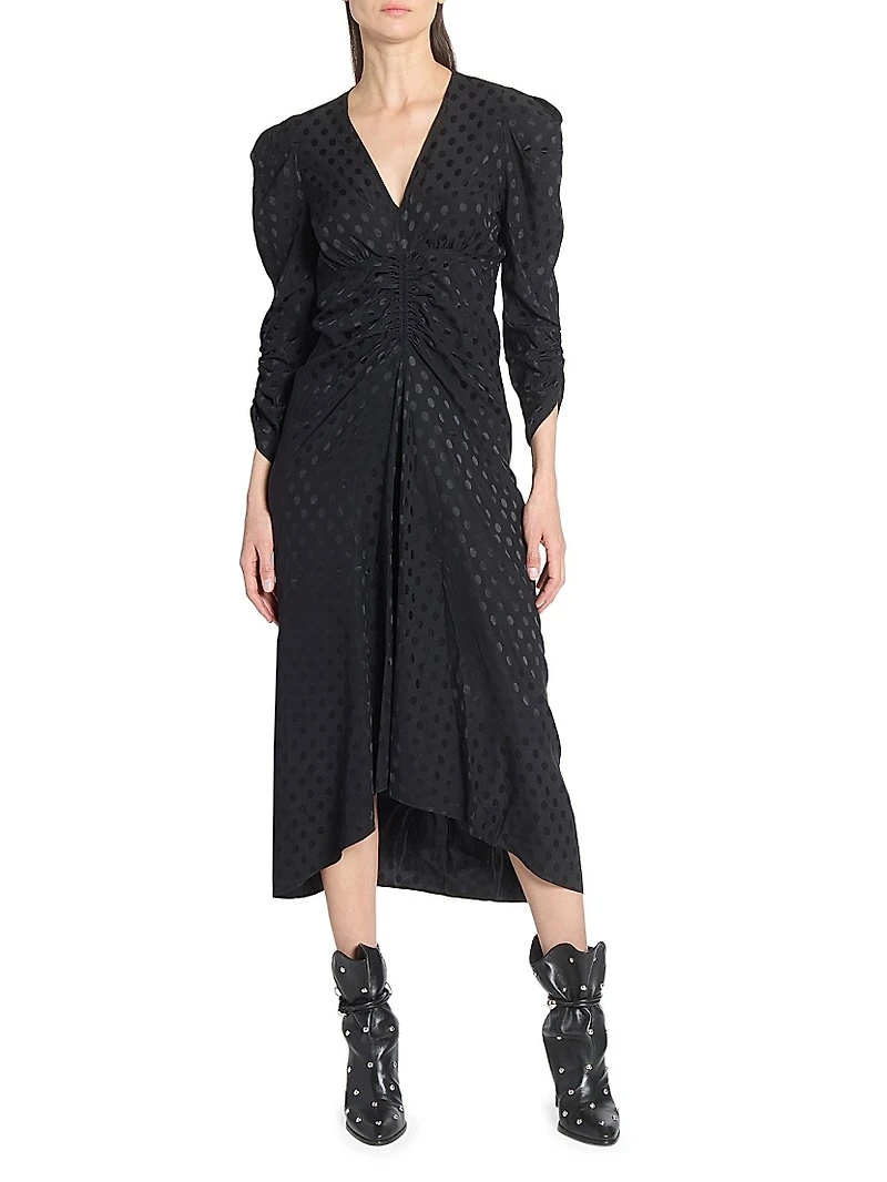 Albini Dot Stretch Silk Midi-Dress