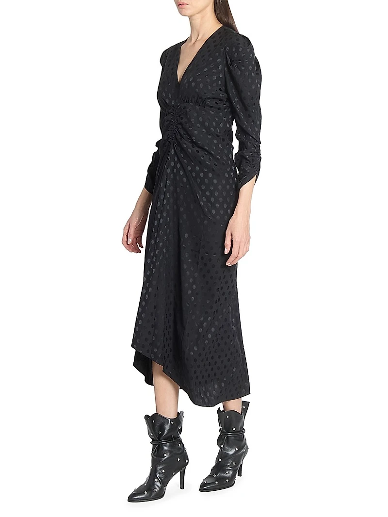 Albini Dot Stretch Silk Midi-Dress
