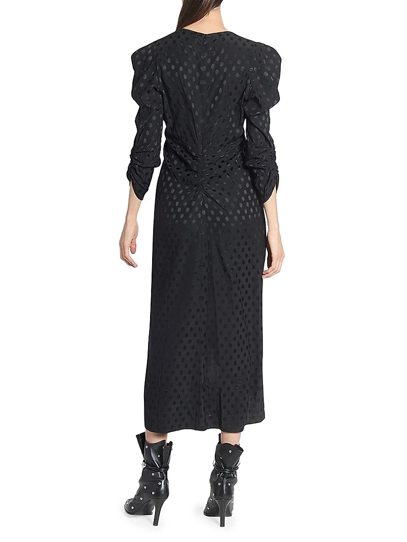 Albini Dot Stretch Silk Midi-Dress
