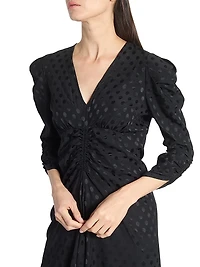 Albini Dot Stretch Silk Midi-Dress