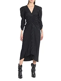 Albini Dot Stretch Silk Midi-Dress