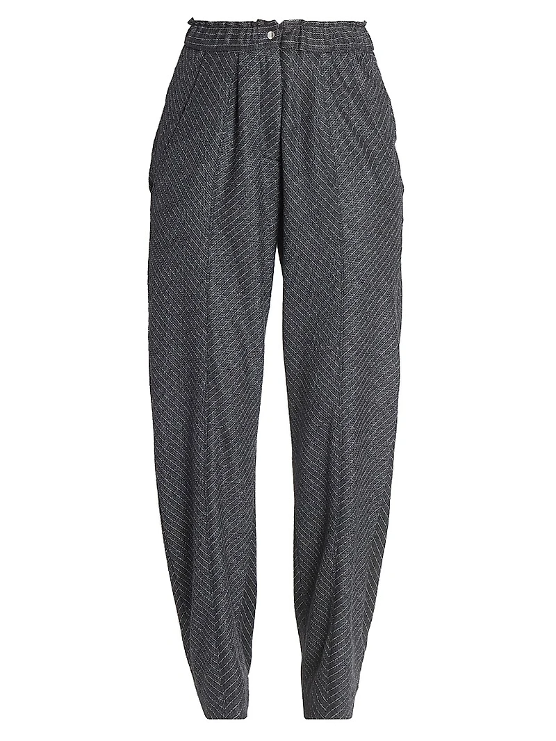 Rakia Virgin Wool Striped Tapered Pants