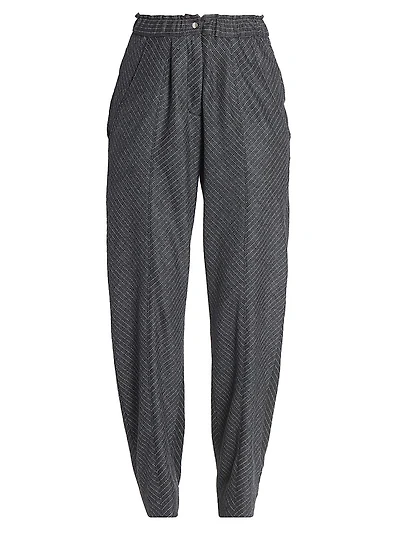Rakia Virgin Wool Striped Tapered Pants