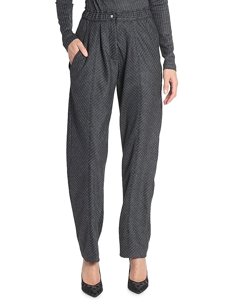 Rakia Virgin Wool Striped Tapered Pants