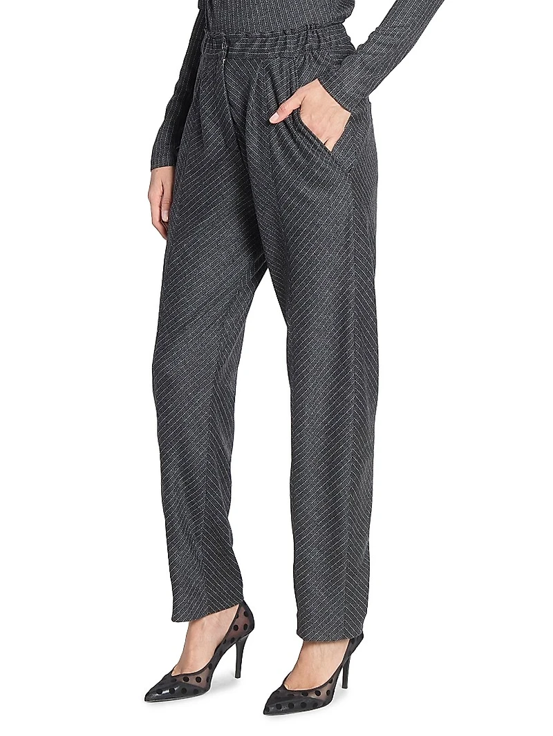 Rakia Virgin Wool Striped Tapered Pants