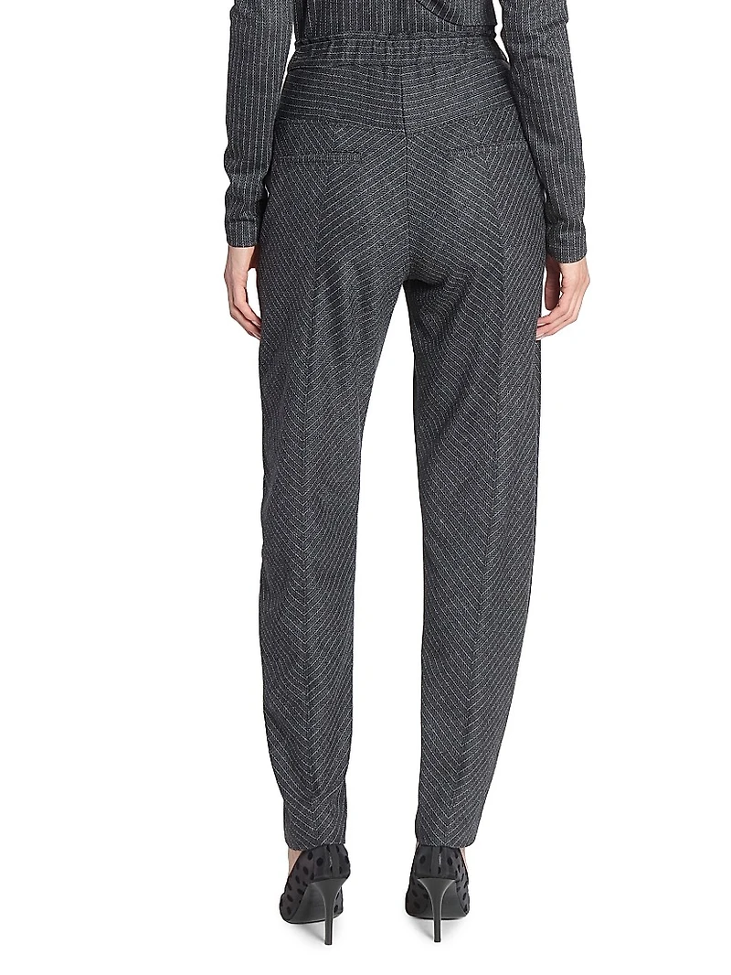 Rakia Virgin Wool Striped Tapered Pants