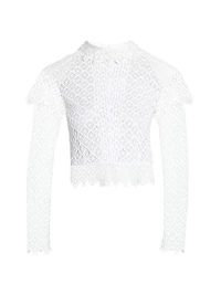 Ludivine Ruffle-Trim Lace Top