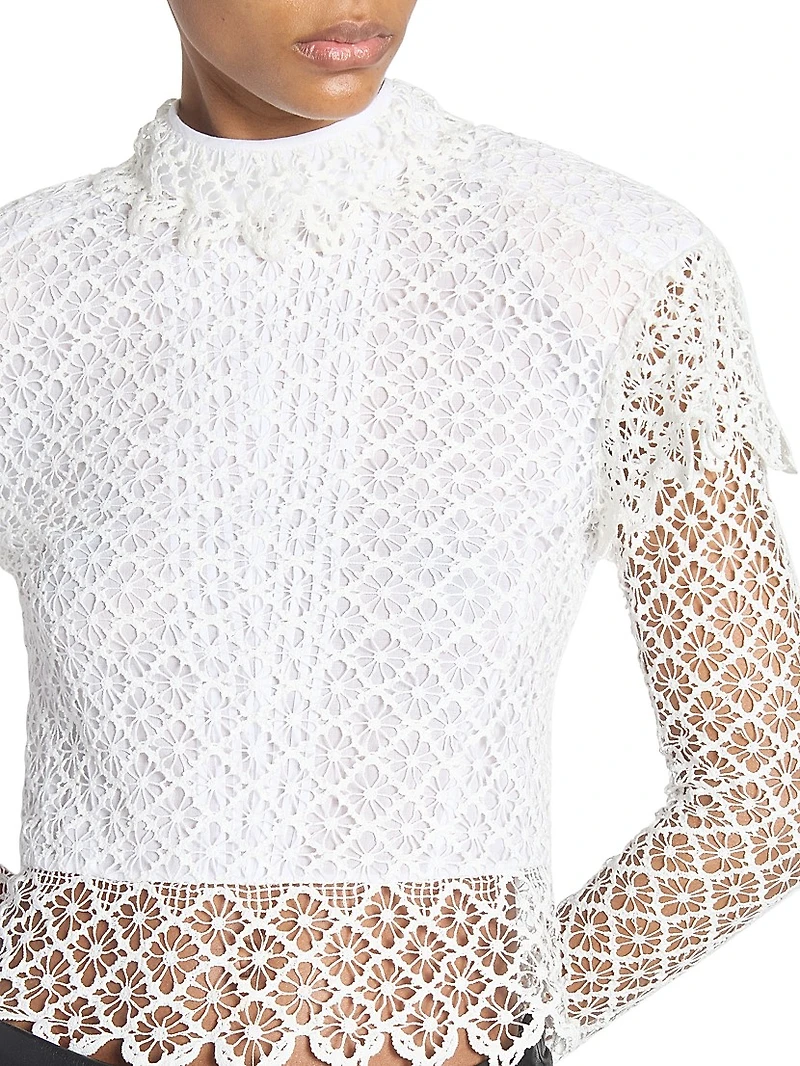 Ludivine Ruffle-Trim Lace Top