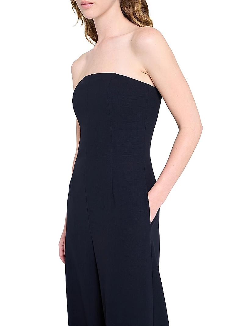 Jade Strapless Wool Wide-Leg Jumpsuit