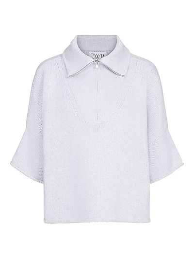 Paneled Cashmere Half-Zip T-Shirt