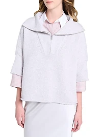 Paneled Cashmere Half-Zip T-Shirt