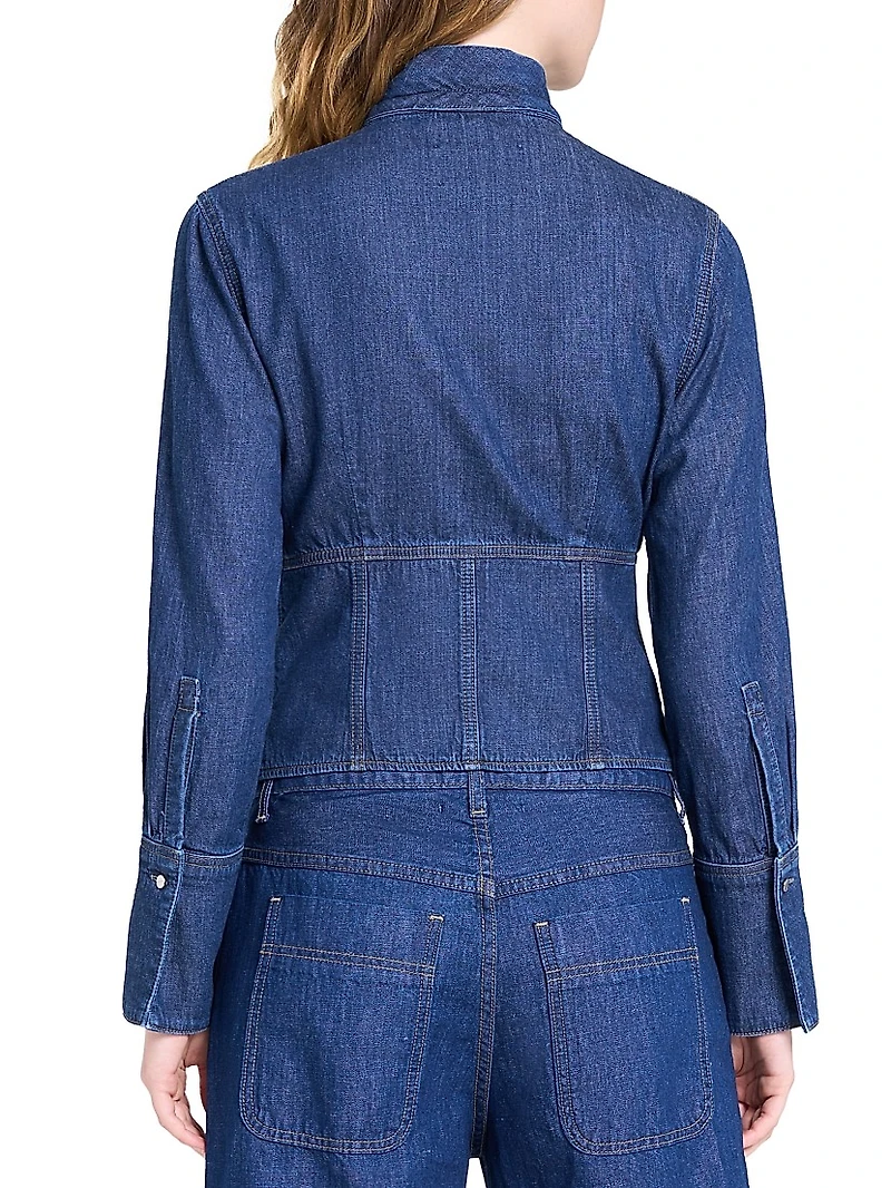 Fifis Tailored Tie-Neck Denim Shirt