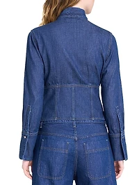 Fifis Tailored Tie-Neck Denim Shirt