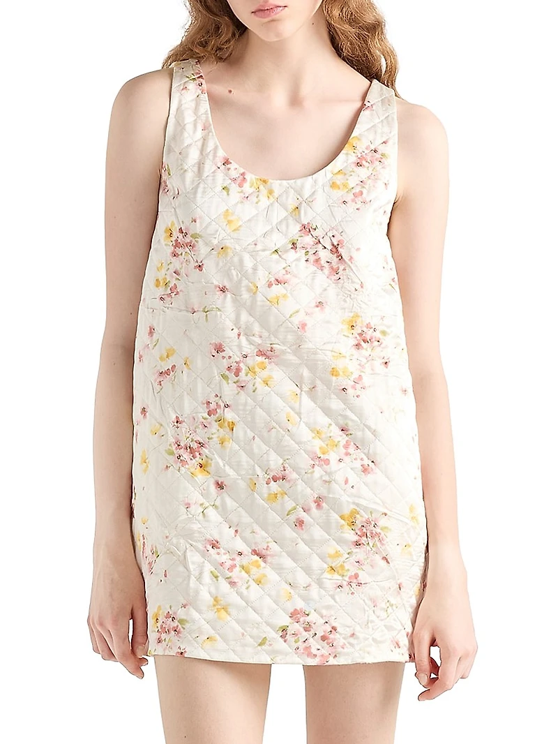 Quilted Satin Mini Dress