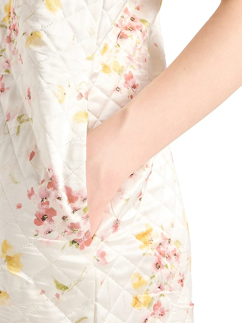 Quilted Satin Mini Dress