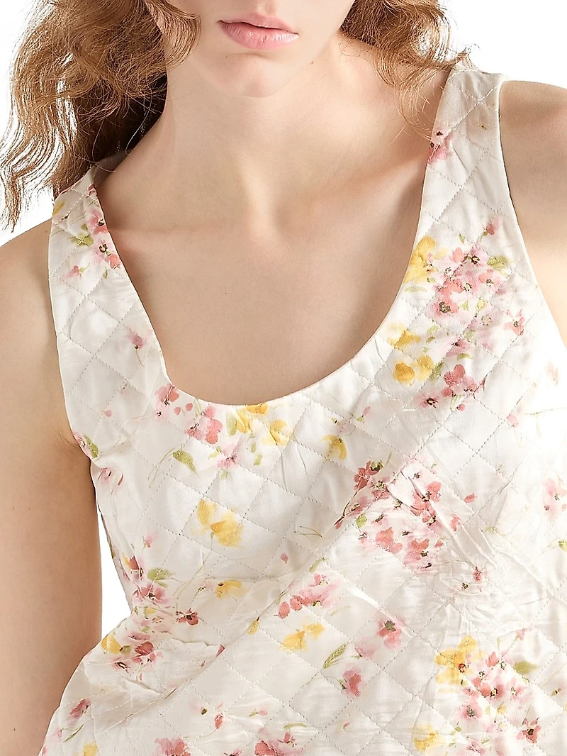 Quilted Satin Mini Dress