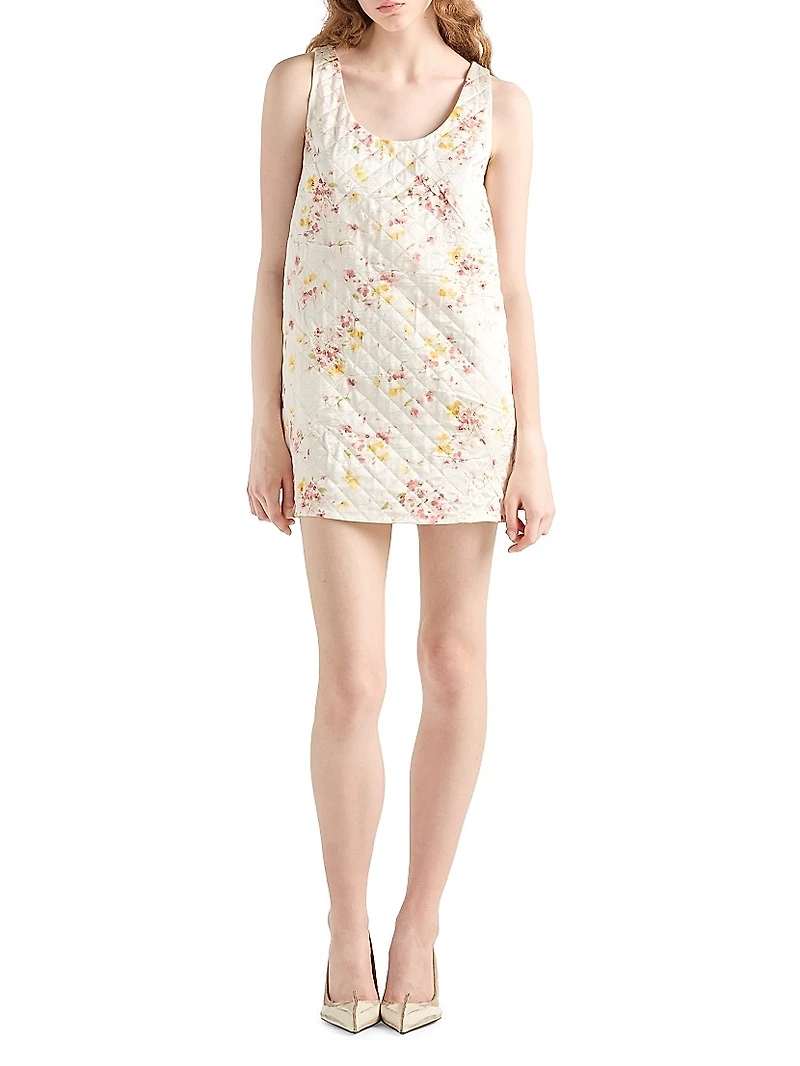 Quilted Satin Mini Dress