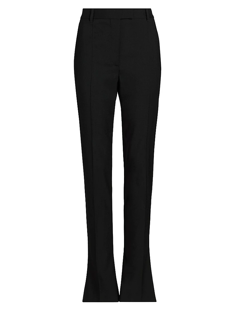 Stretch Wool Straight Trousers